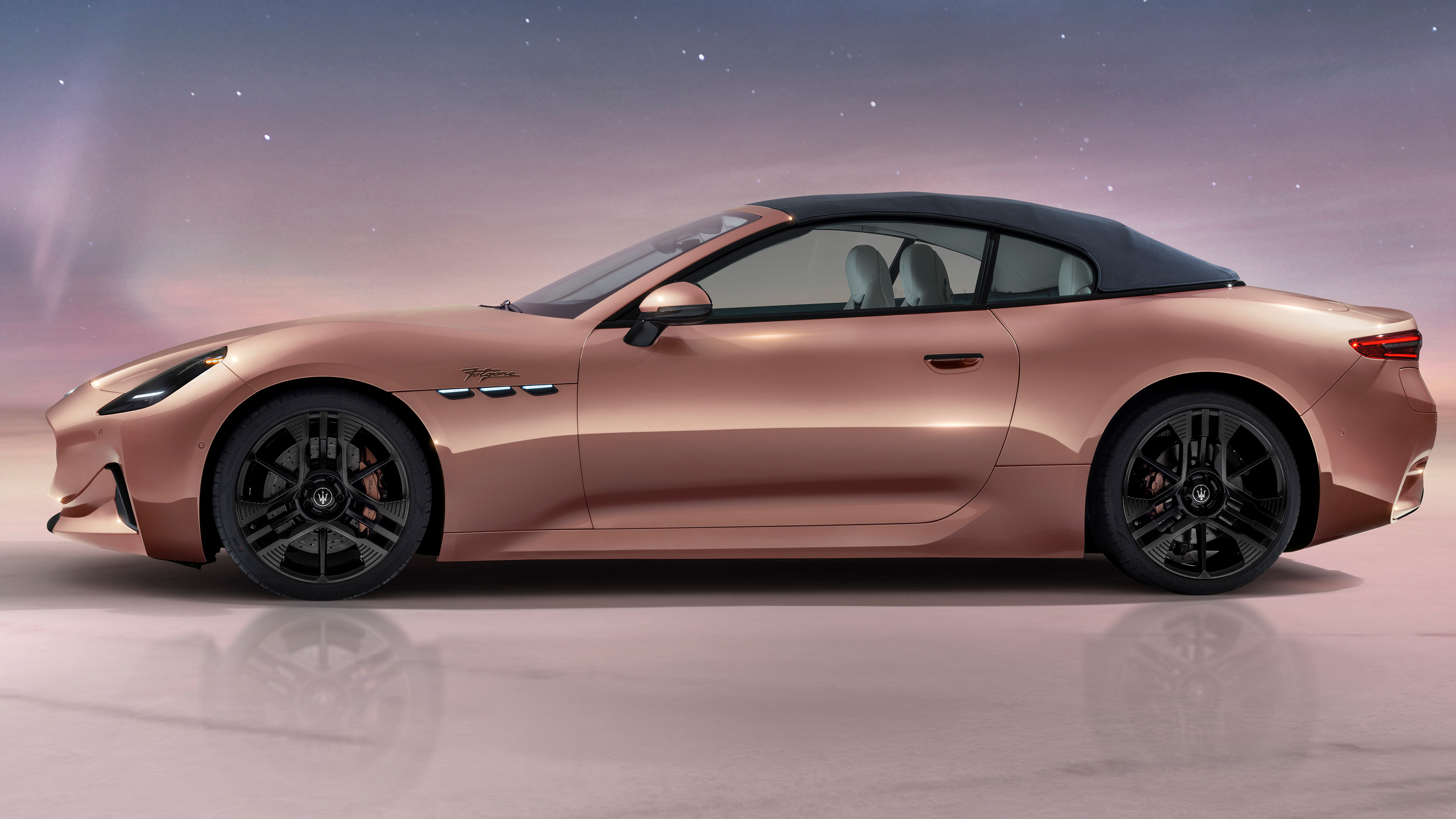 Maserati GranCabrio Folgore side shot with the roof closed