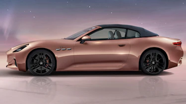Maserati GranCabrio Folgore side shot with the roof closed