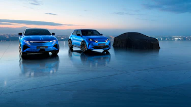 Alpine A390 next to A290 hatch – with new A110 under wraps
