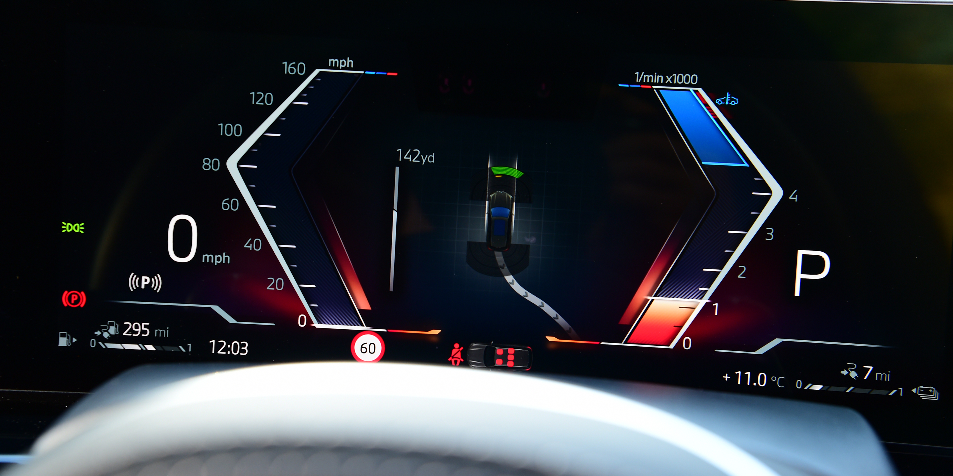 BMW X5 digital instrument cluster parking screen