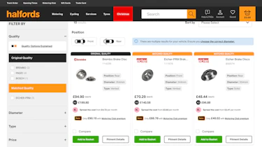 Best car part websites 2025 - Halfords Screenshot