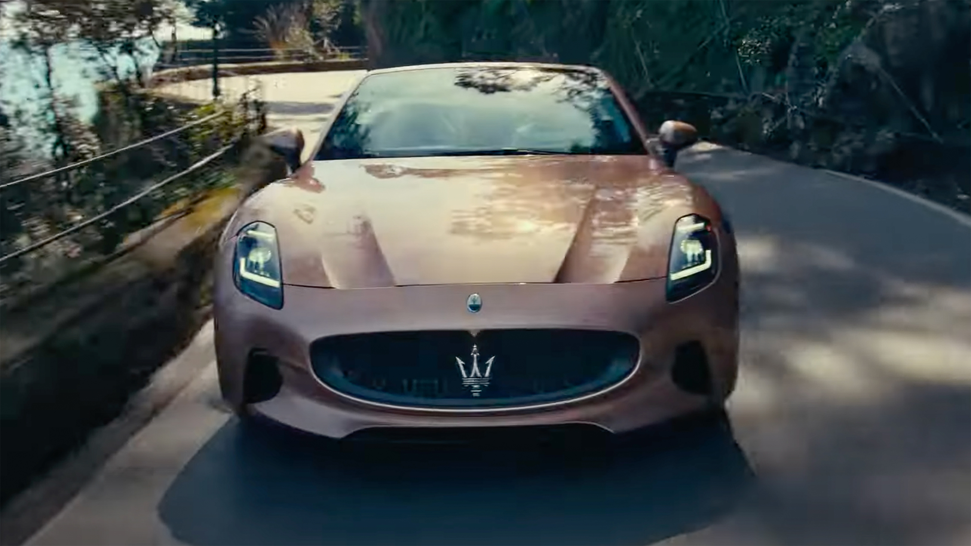 Maserati GranCabrio Folgore front tracking shot