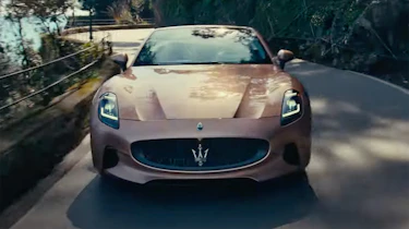 Maserati GranCabrio Folgore front tracking shot
