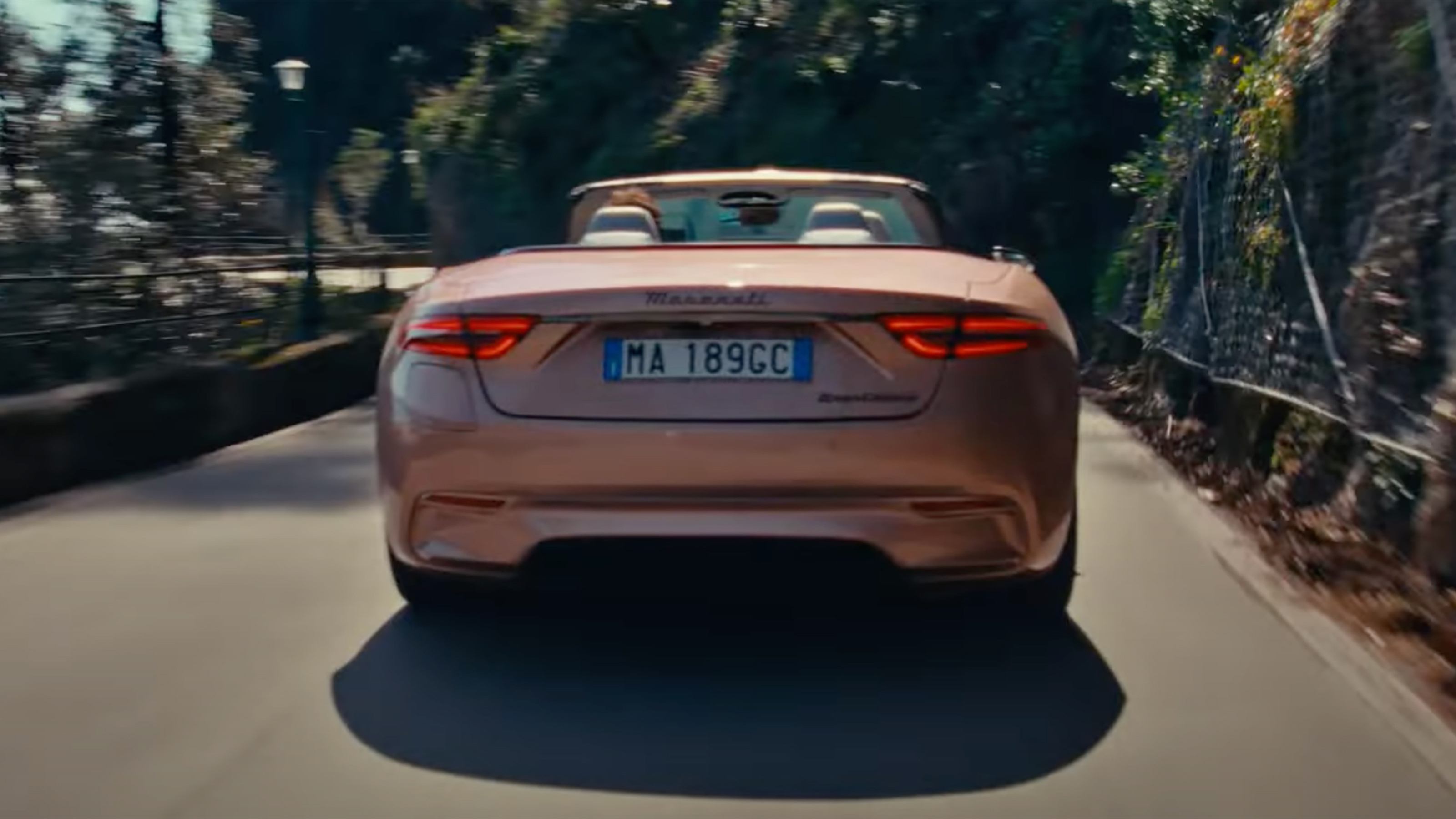 Maserati GranCabrio Folgore rear tracking shot