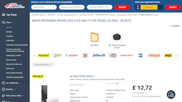 Best car part websites 2025 - Online Car Parts Screenshot