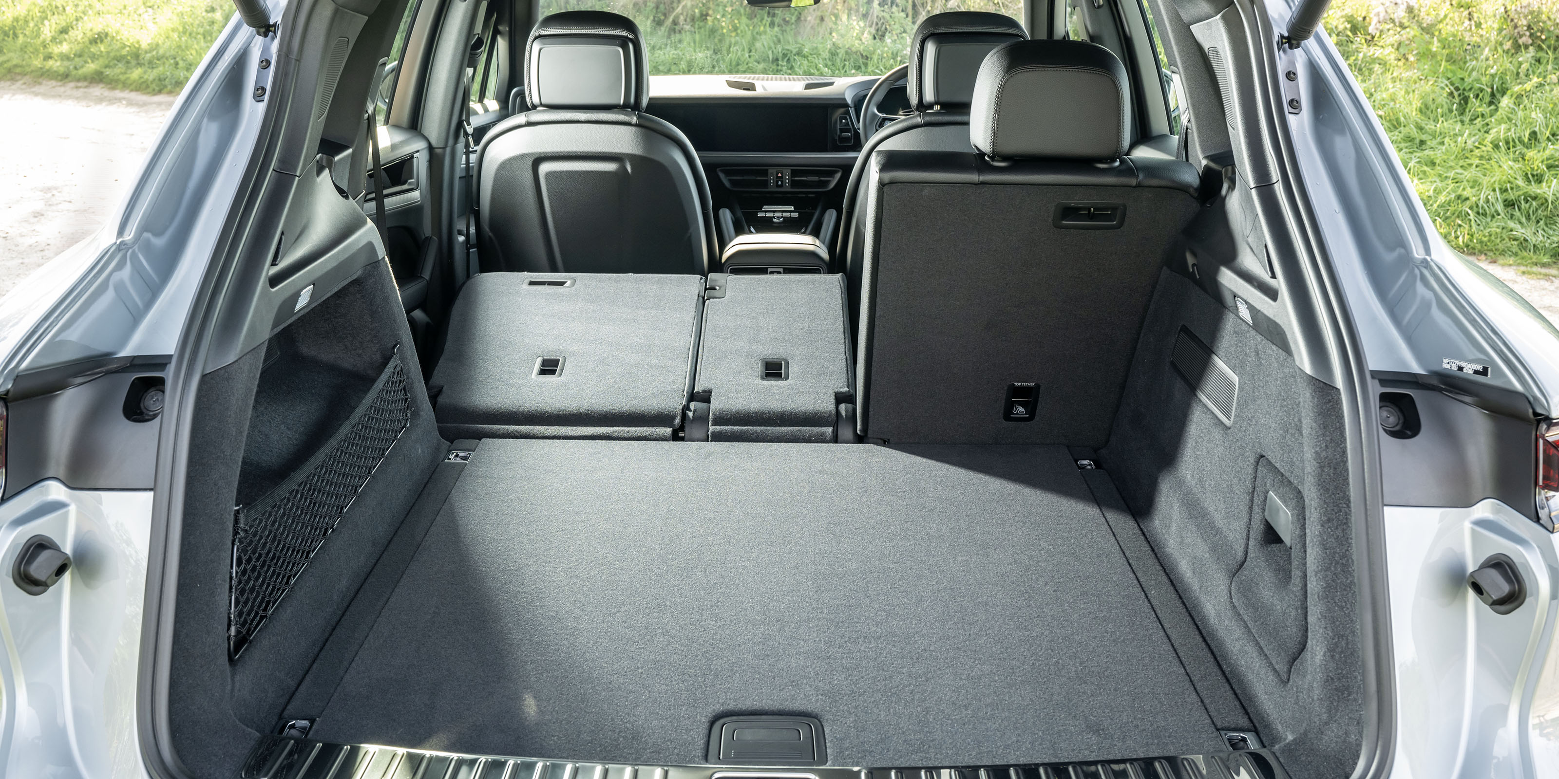 Porsche Cayenne boot seats partially folded