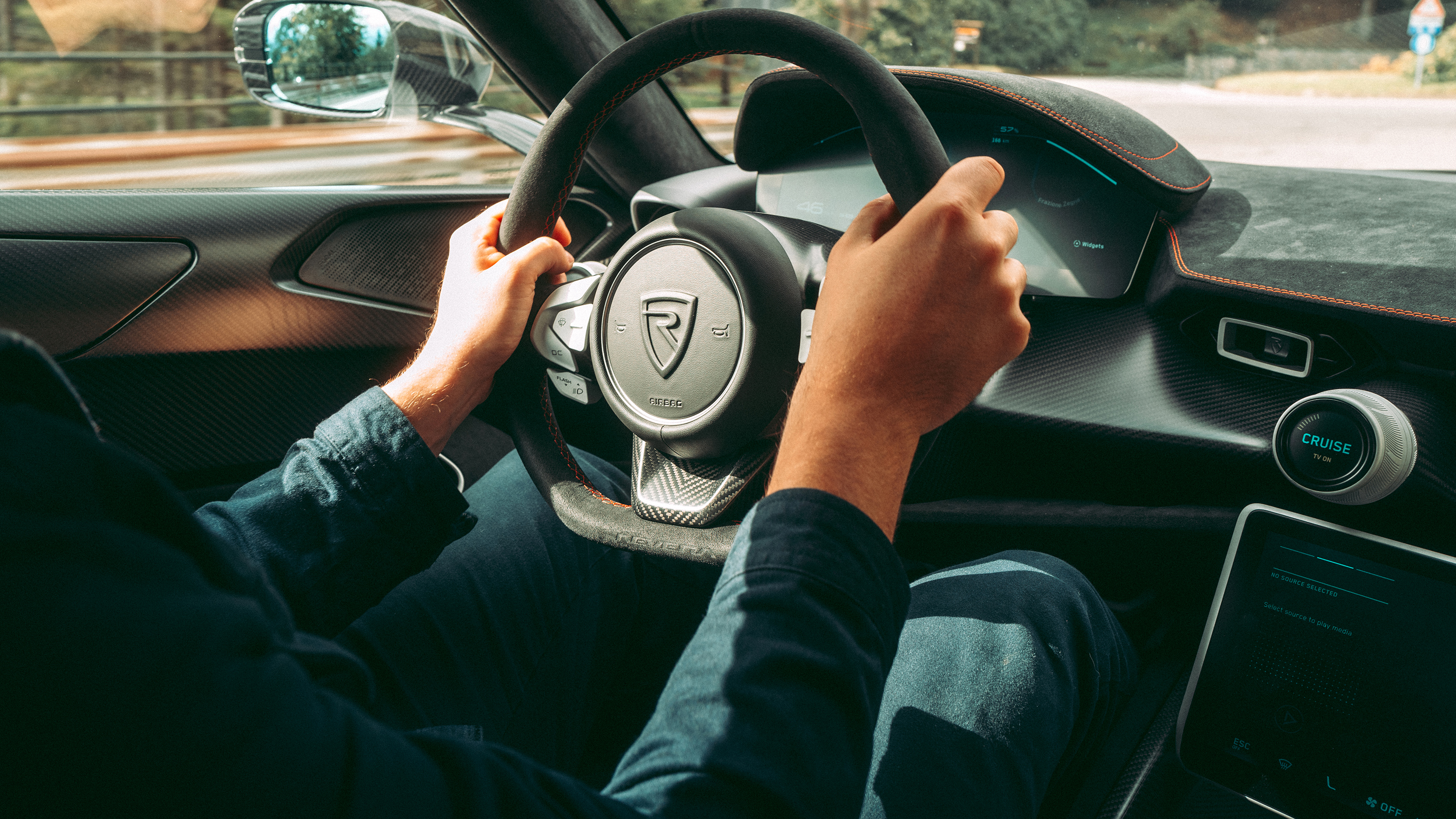 Rimac Nevera EV hypercar - interior dynamic driving shot