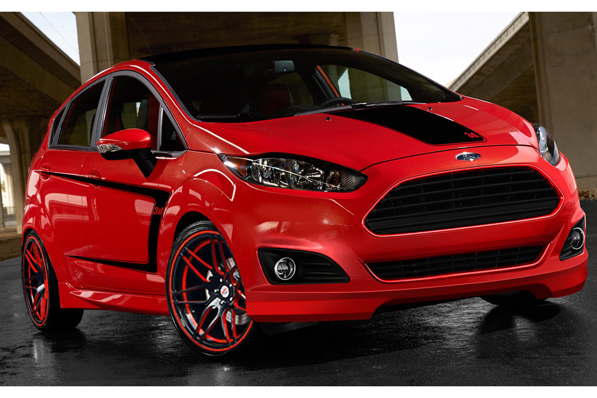 Ford Fiesta ST modified by 3dCarbon with a new body kit and retro-looking graphics.