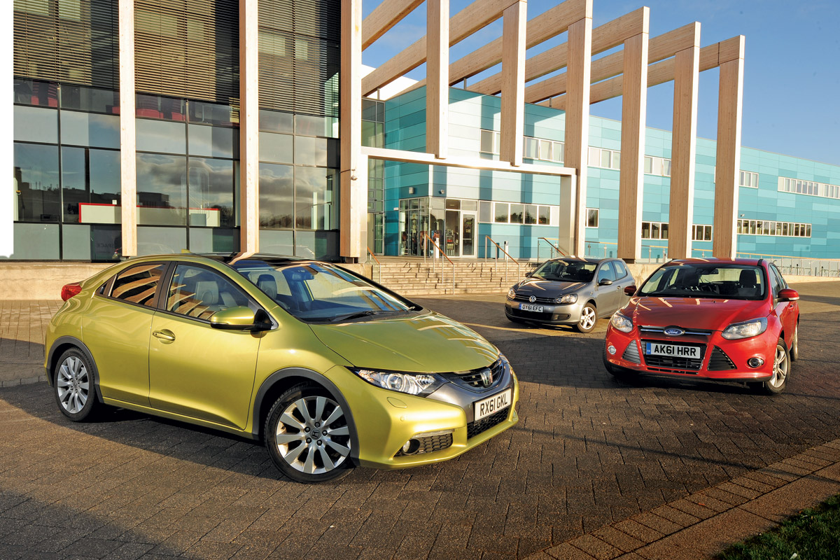 Honda Civic vs Volkswagen Golf and Ford Focus