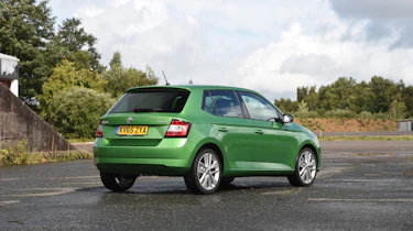 Skoda Fabia green rear quarter