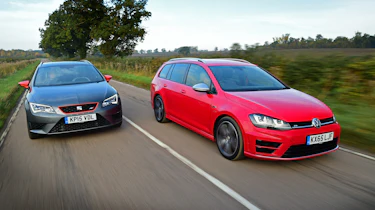 Volkswagen Golf R Estate vs SEAT Leon ST Cupra 280 front tracking