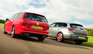 Volkswagen Golf R Estate vs SEAT Leon ST Cupra 280 rear tracking