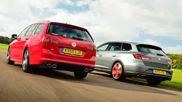 Volkswagen Golf R Estate vs SEAT Leon ST Cupra 280 rear tracking