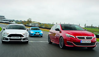 Peugeot 308 GTi vs Ford Focus ST Mountune vs SEAT Leon Cupra