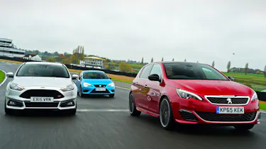 Peugeot 308 GTi vs Ford Focus ST Mountune vs SEAT Leon Cupra