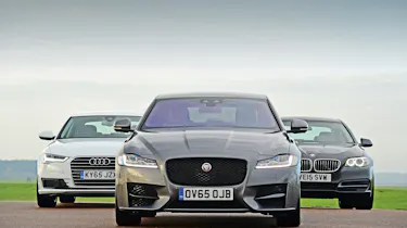 Jaguar XF vs Audi A6 vs BMW 5 Series - group test front