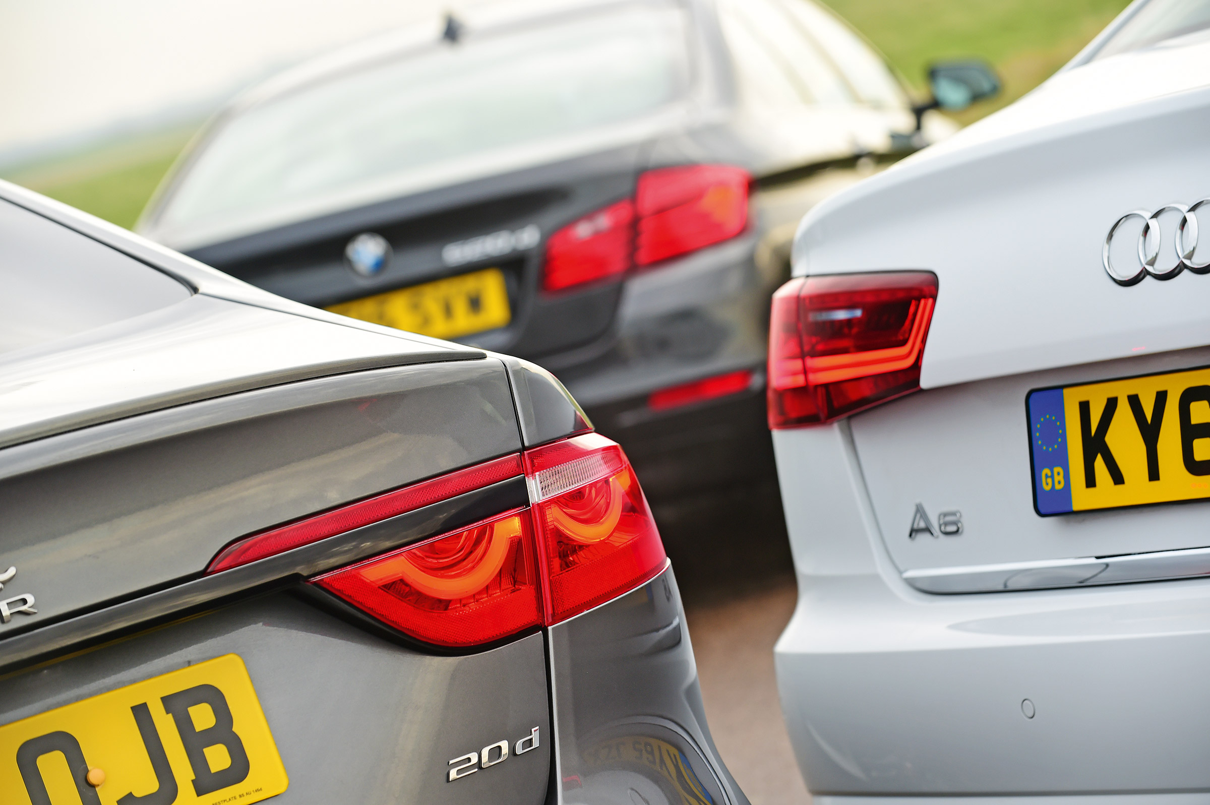 Jaguar XF vs Audi A6 vs BMW 5 Series - group test rear