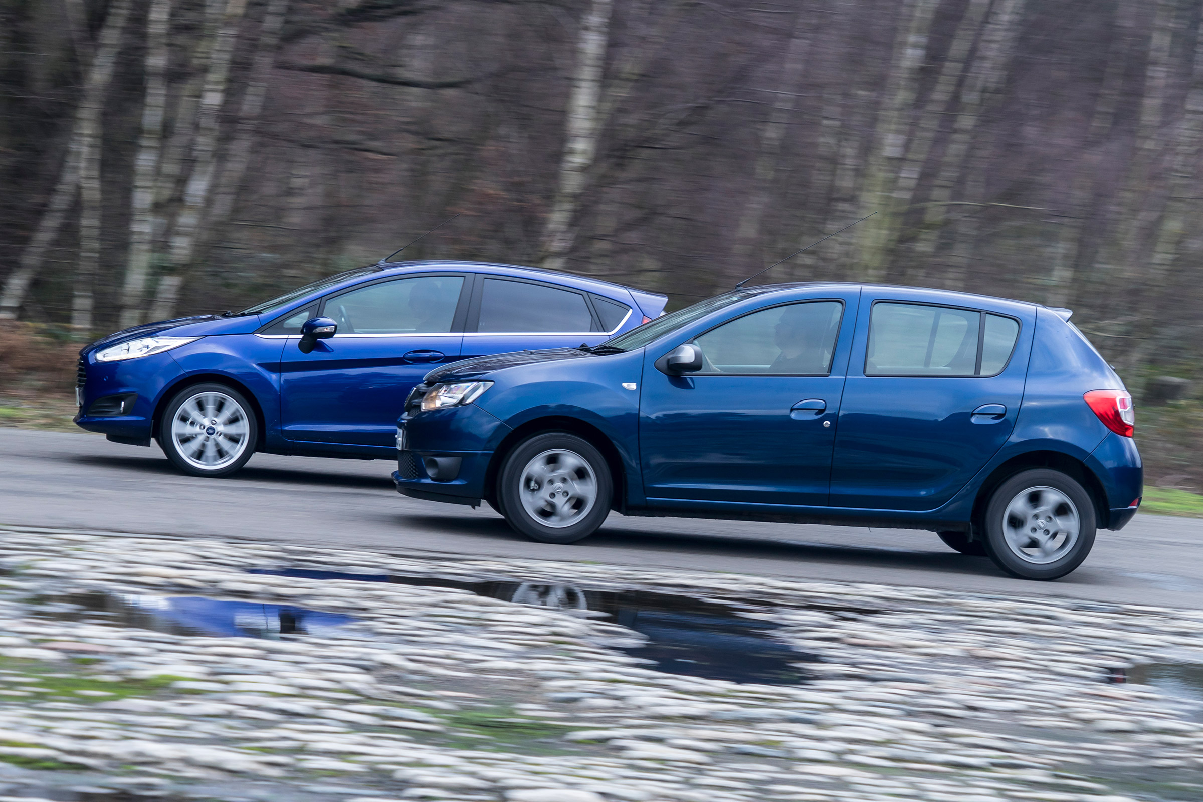 Used Ford Fiesta vs New Dacia Sandero - side