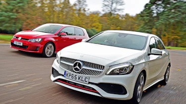 Mercedes A 250 AMG vs Volkswagen Golf GTI - front