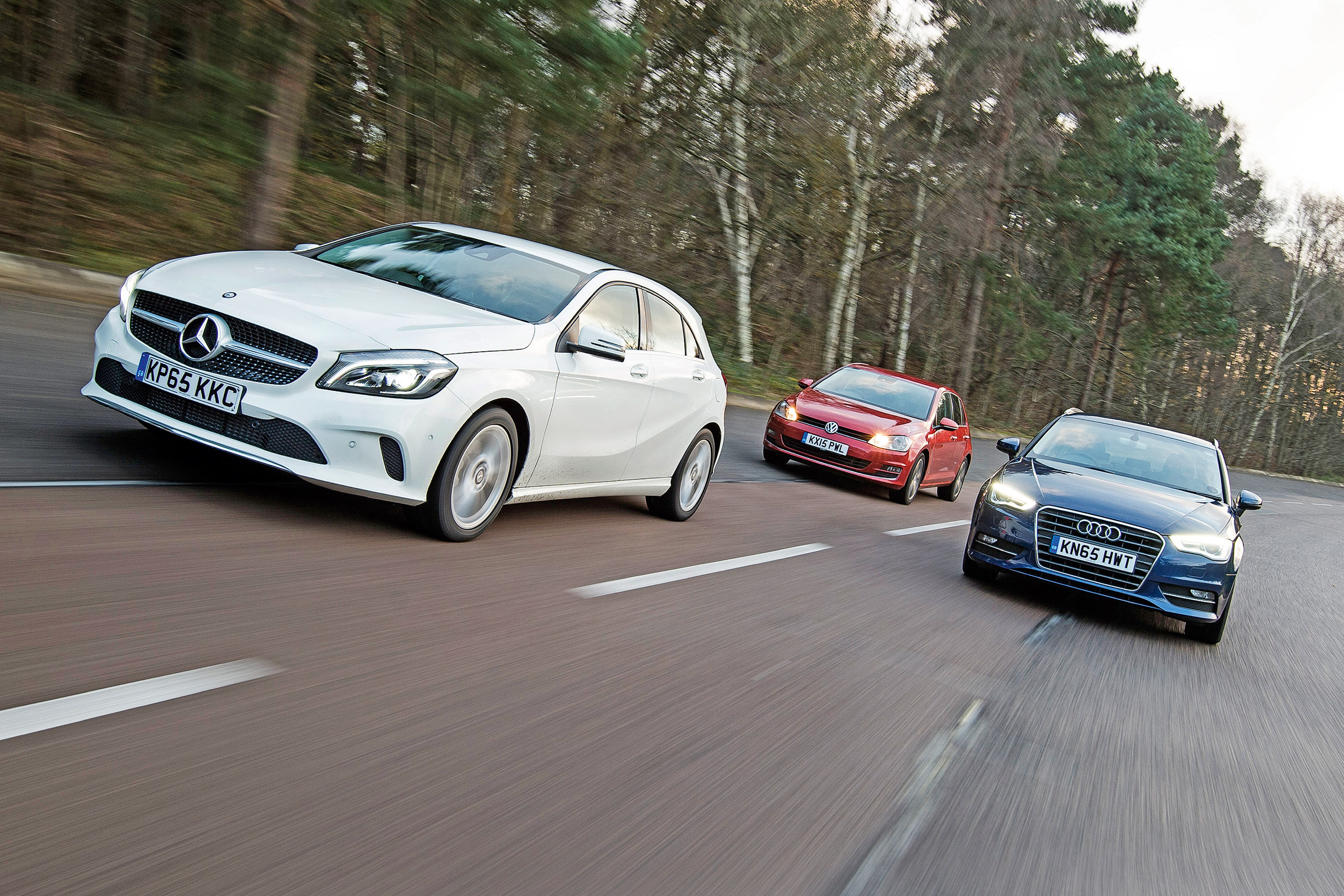 Mercedes A 200 vs Audi A3 vs Volkswagen Golf