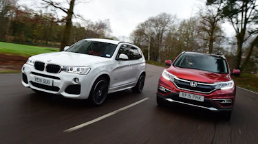 Used BMW X3 vs New Honda CR-V - front driving