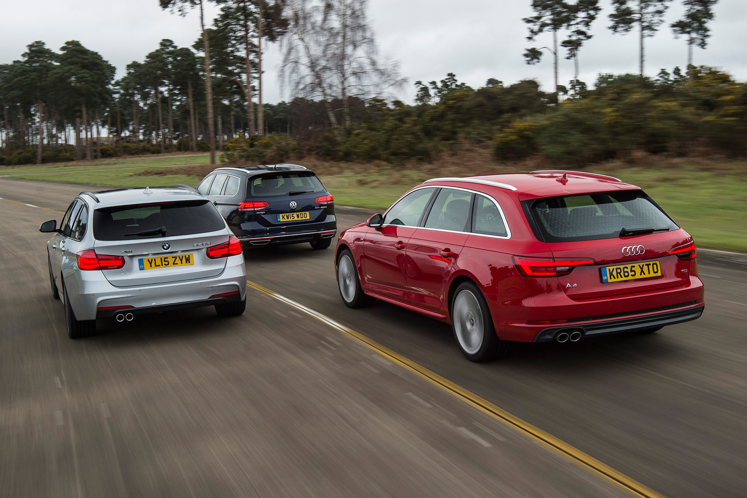 Audi A4 Avant vs BMW 3 Series Touring vs Volkswagen Passat Estate - header