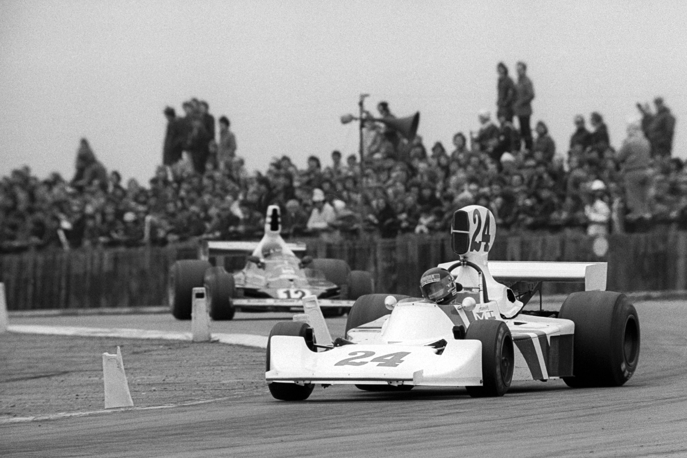 James Hunt racing for Hesketh at Silverstone in 1975