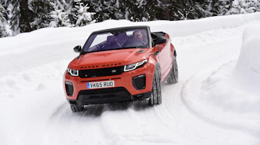 Range Rover Evoque Convertible review - snow front cornering
