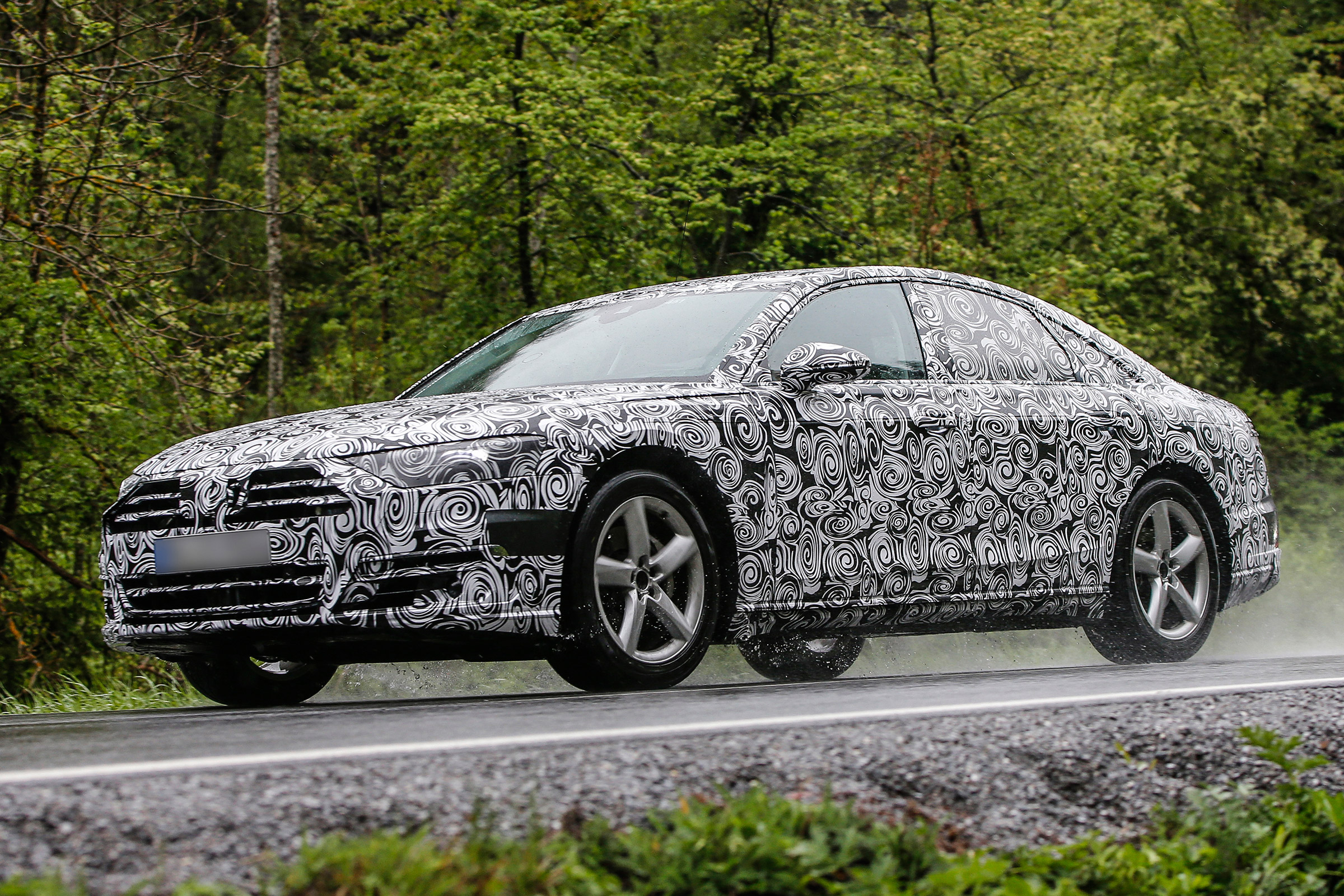 New Audi A8 spies side front rain