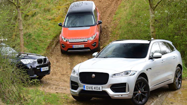 Jaguar F-Pace vs Land Rover Discovery Sport vs BMW X3 - off-road header