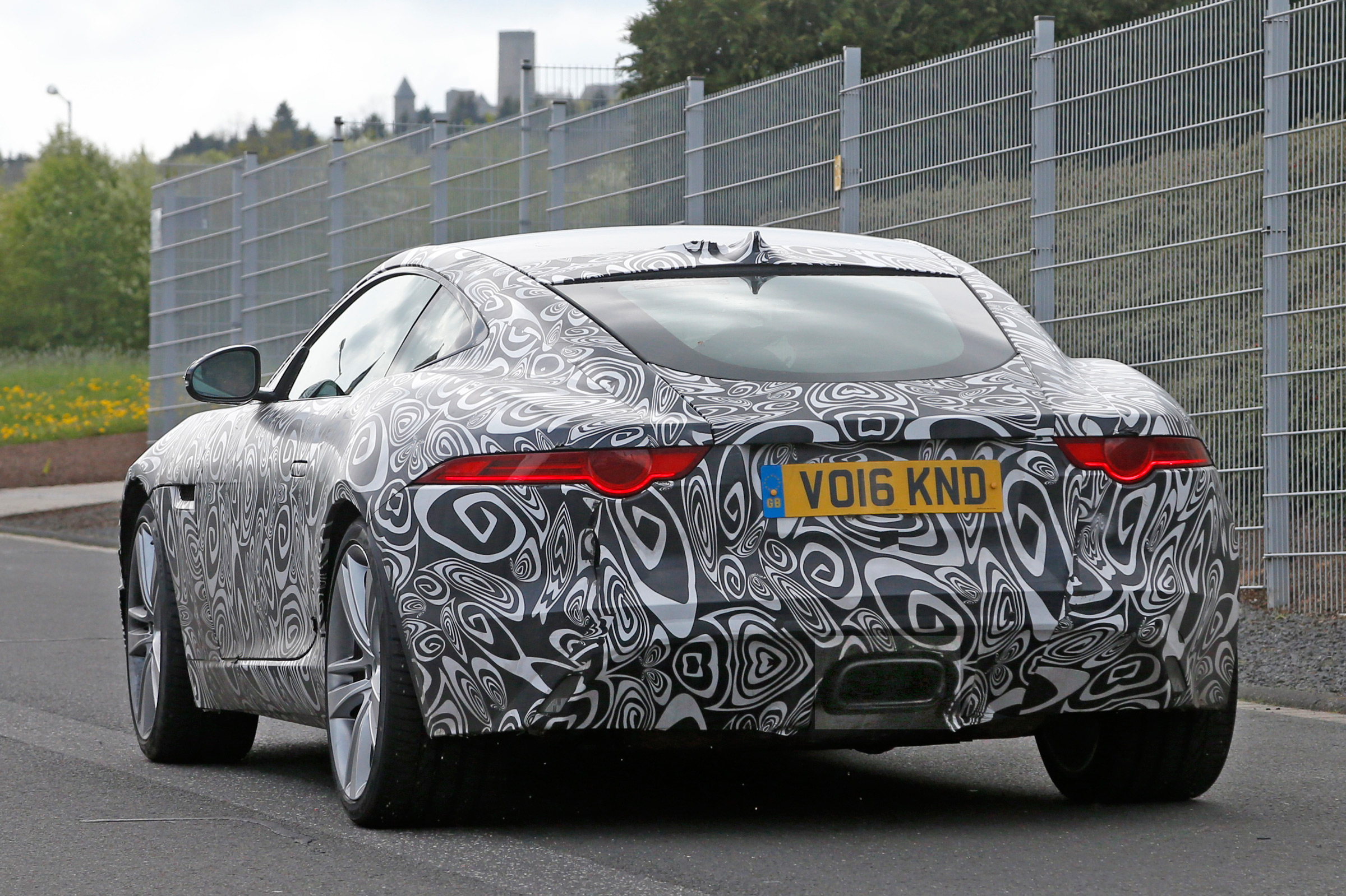 Jaguar F-Type Coupe 4cyl spy shot - rear quarter 3