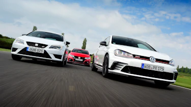 Volkswagen Golf GTI Clubsport vs SEAT Leon Cupra 290 vs Honda Civic Type R - header
