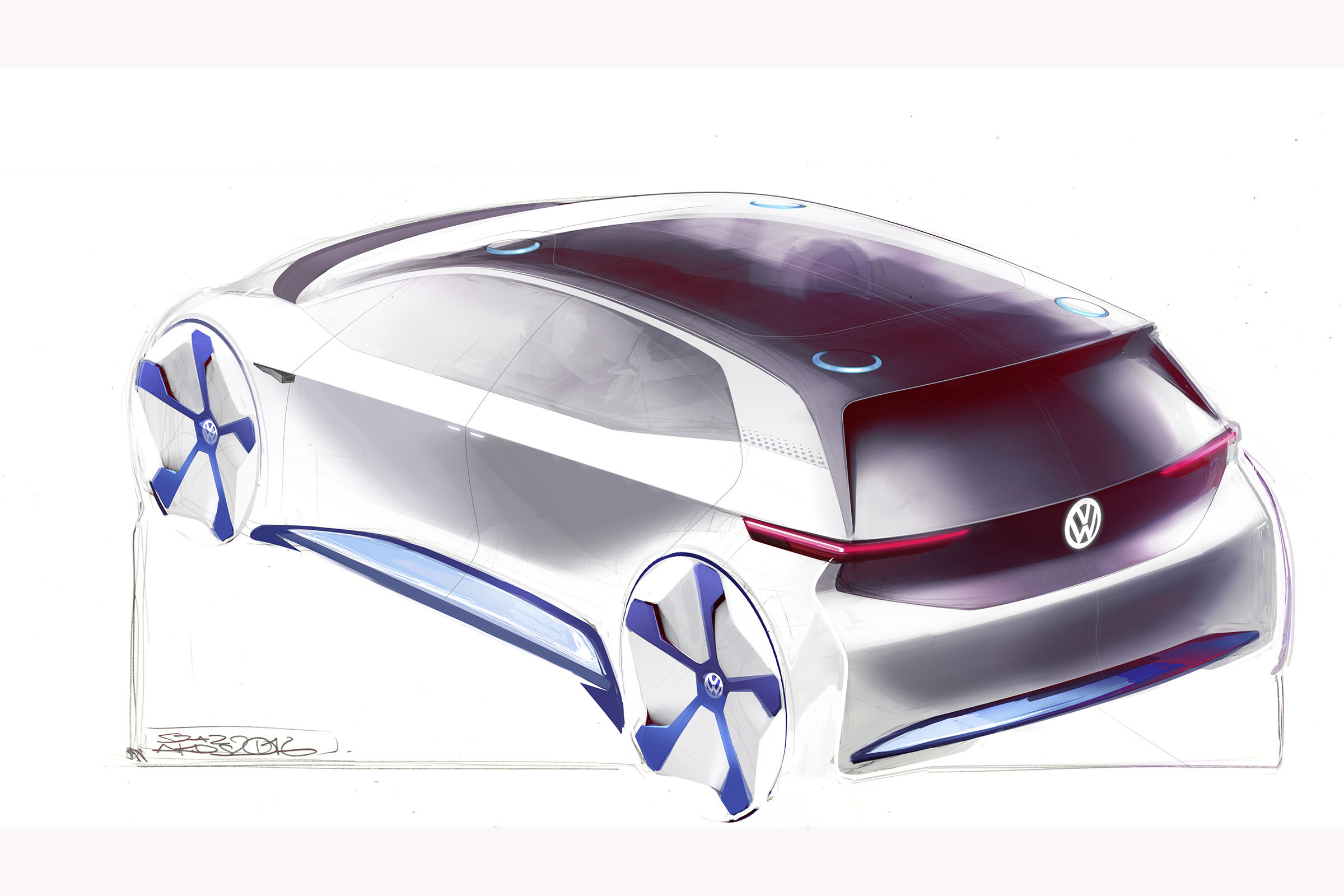 VW electric car Paris concept sketch rear