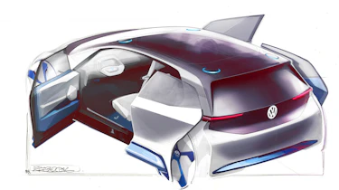 VW electric car Paris concept sketch doors