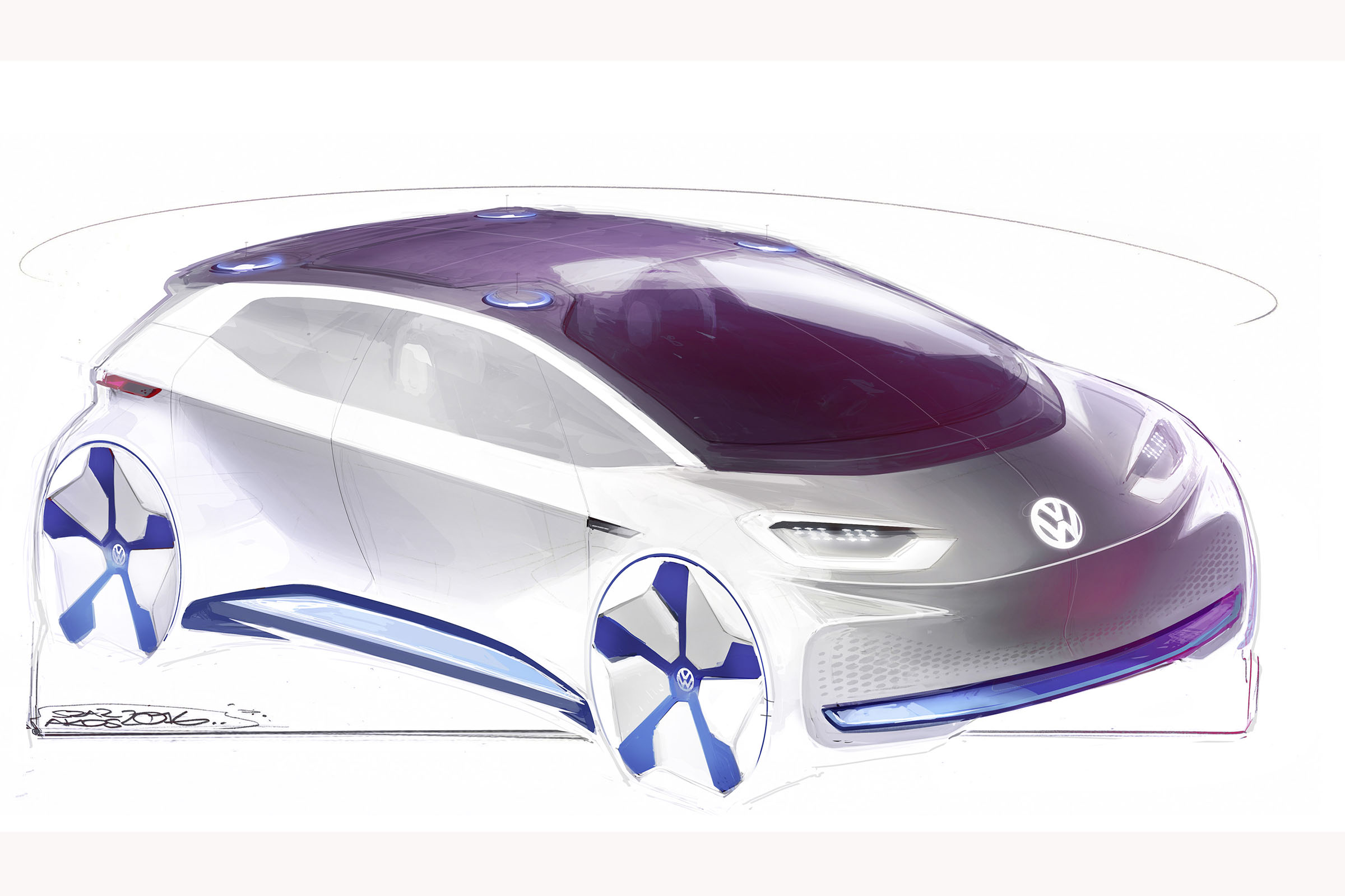 VW electric car Paris concept sketch front