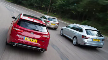 Kia Optima Sportswagon vs Skoda Superb Estate vs Volkswagen Passat Estate - header