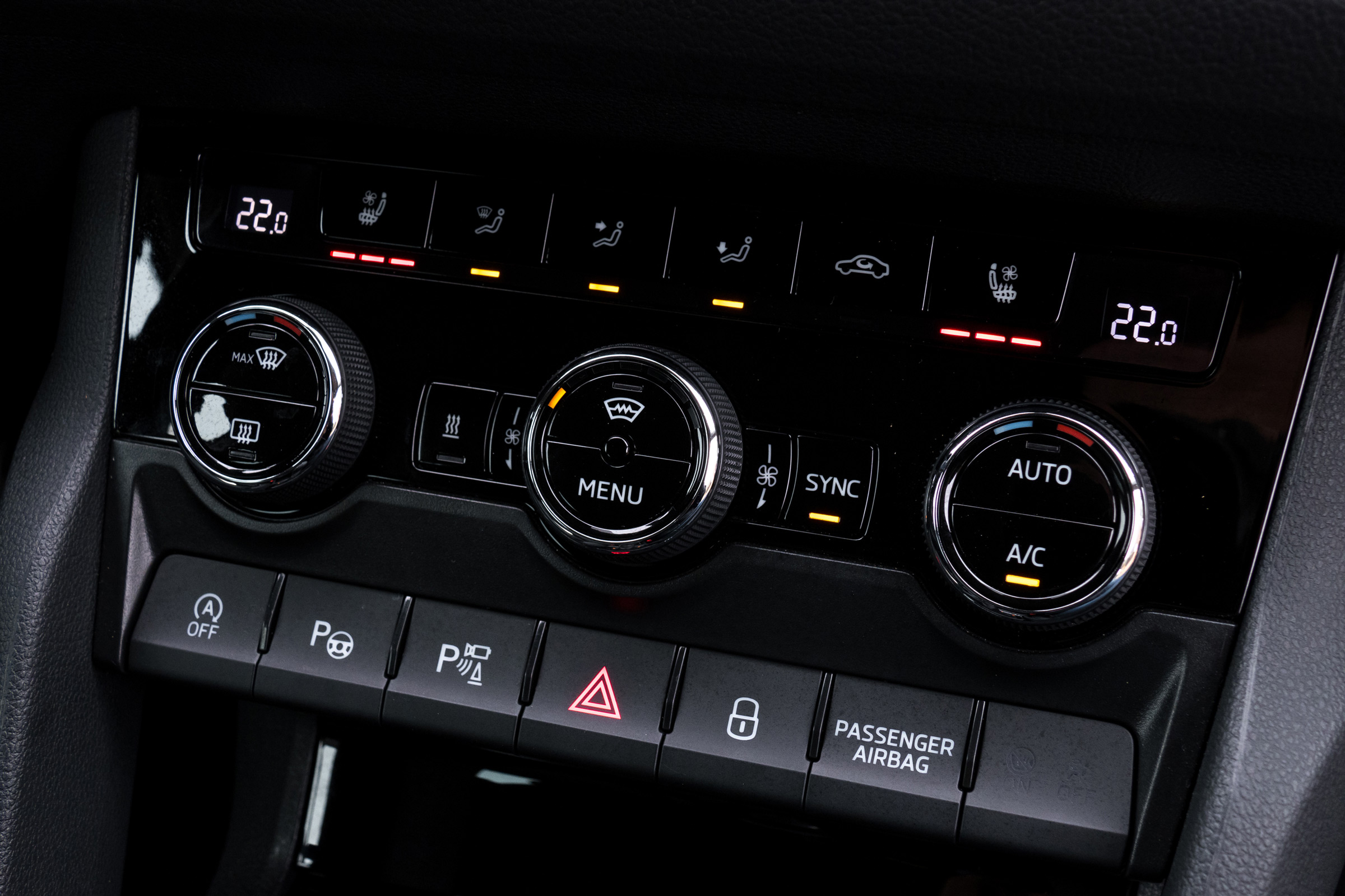 Skoda Kodiaq SUV - dashboard buttons