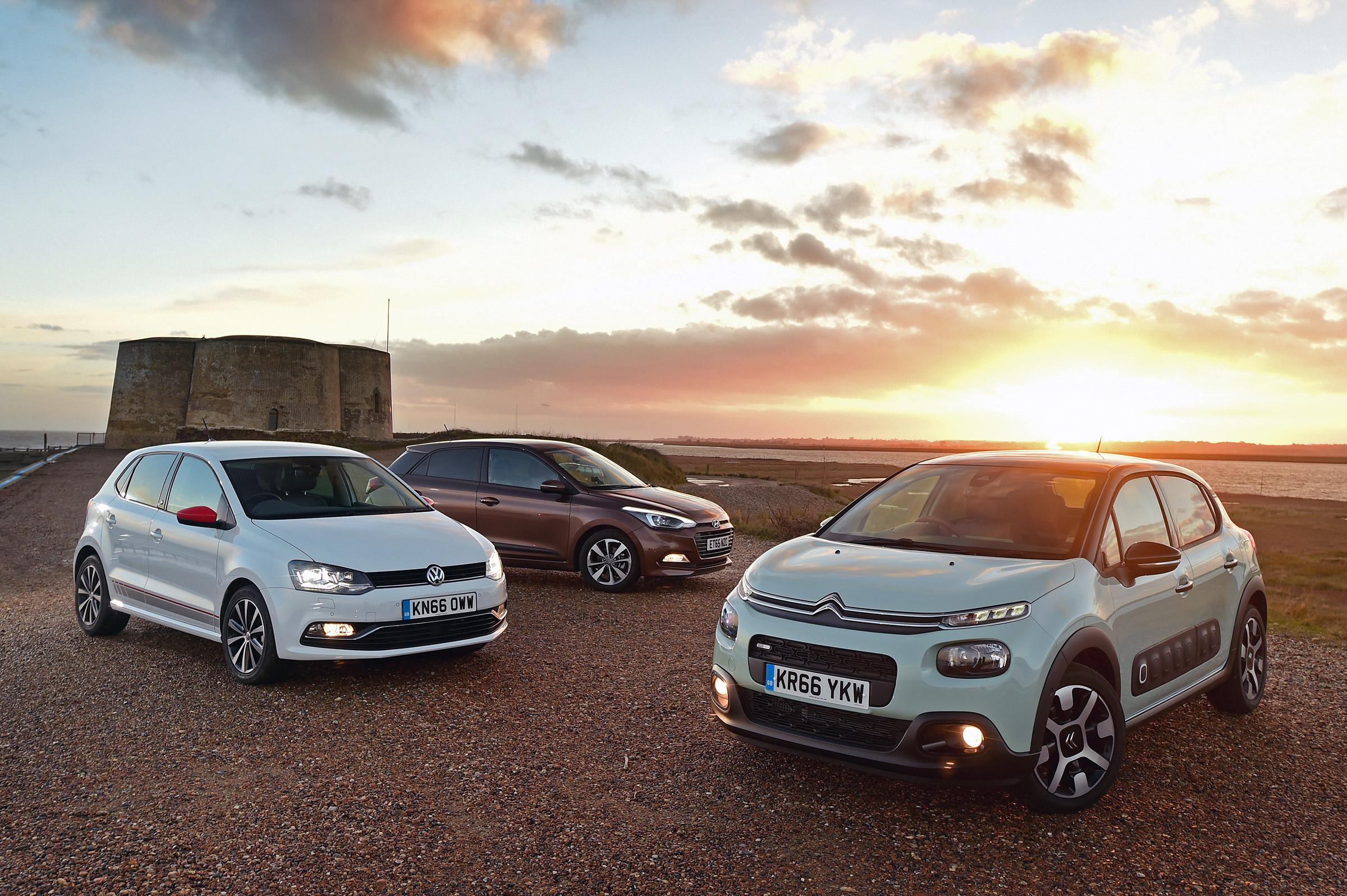Citroen C3 vs Hyundai i20 vs Volkswagen Polo - header