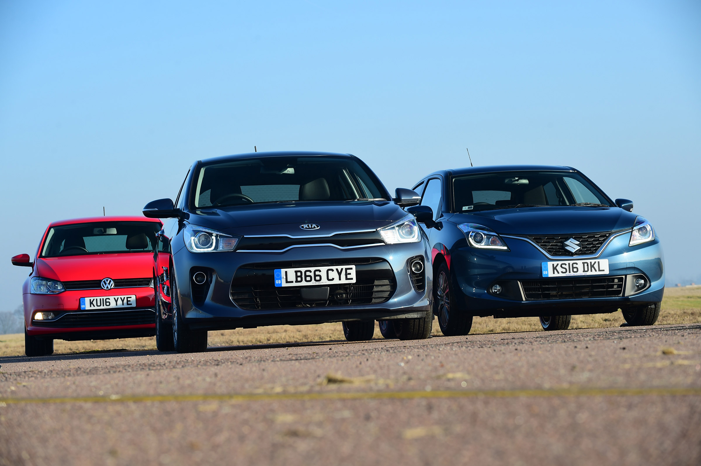 Kia Rio vs Volkswagen Polo vs Suzuki Baleno - head-to-head