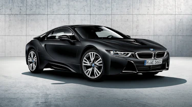 BMW i8 protonic frozen black front quarter