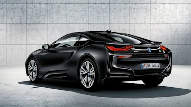 BMW i8 protonic frozen black rear quarter