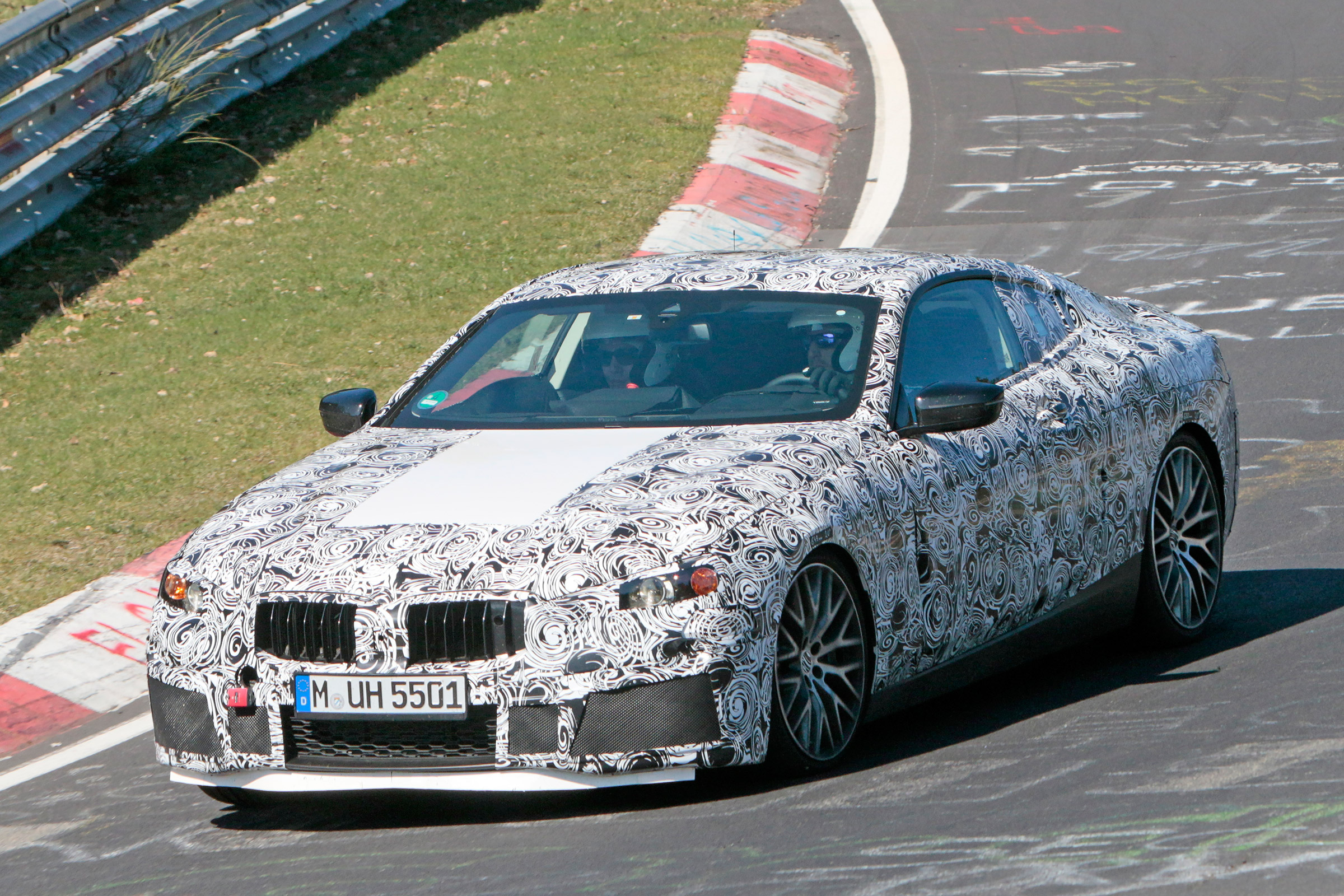 2018 BMW M8 spy shot front quarter