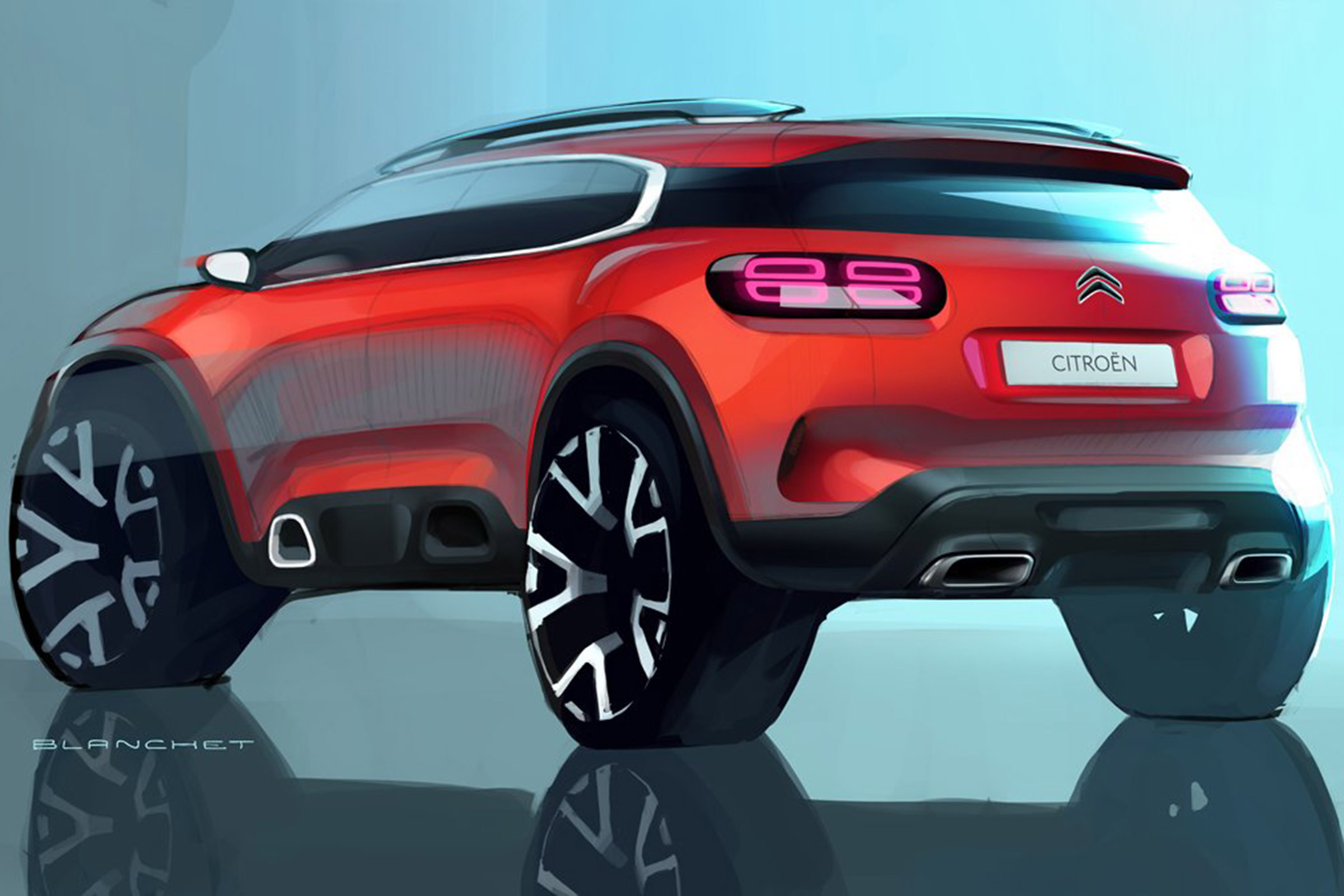 citroen C5 aircross teaser sketch rear quarter