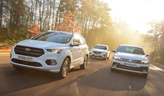 Ford Kuga vs Volkswagen Tiguan vs Mazda CX-5 - front