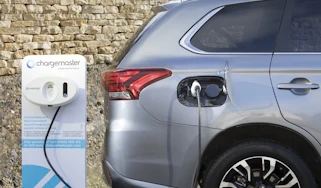 An electric car being charged