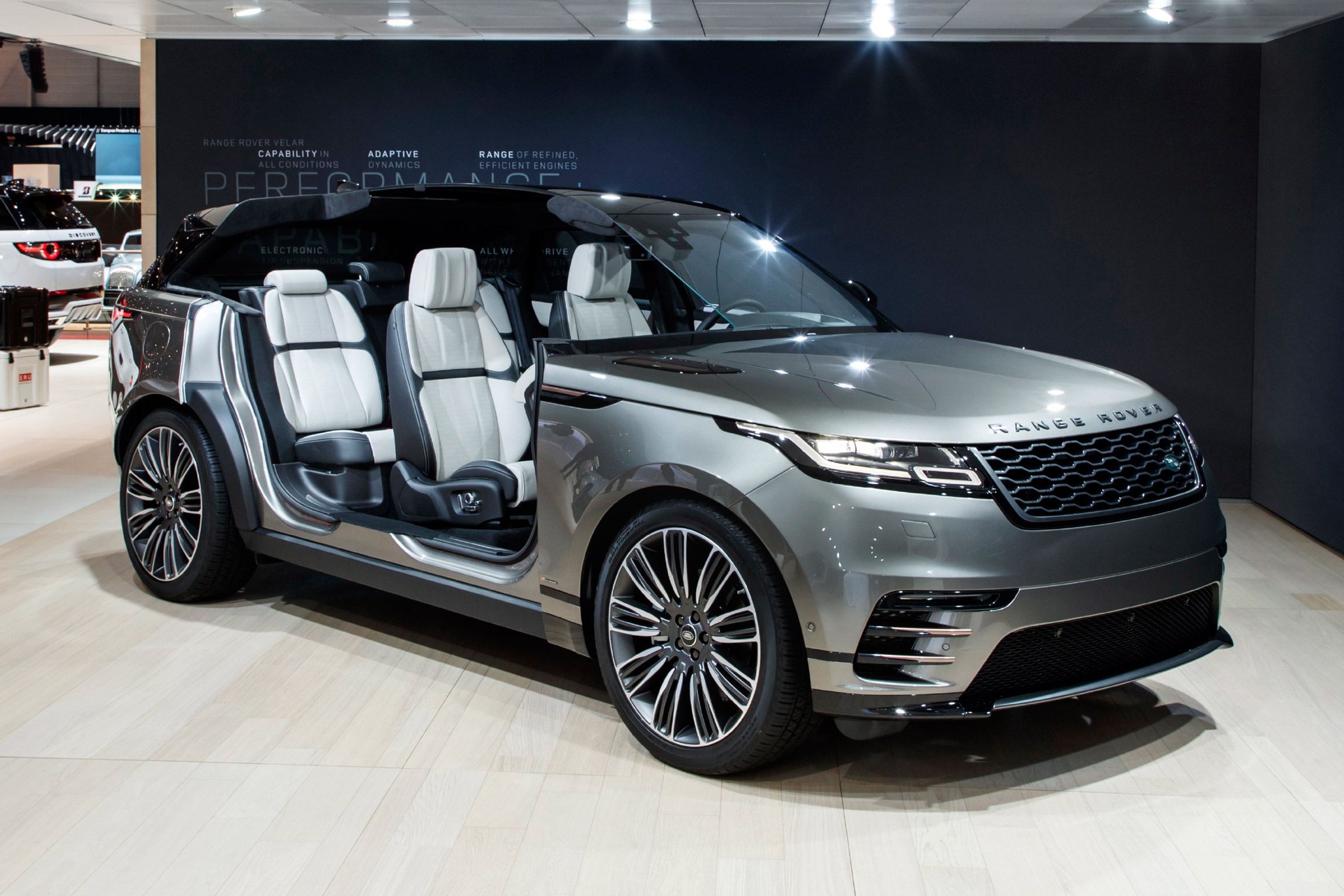 Range Rover Velar show - front doors open