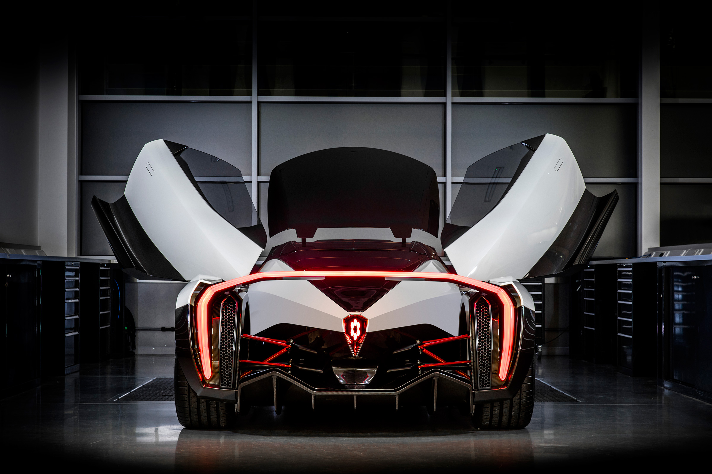 Vanda Dendrobium electric hypercar - rear doors open