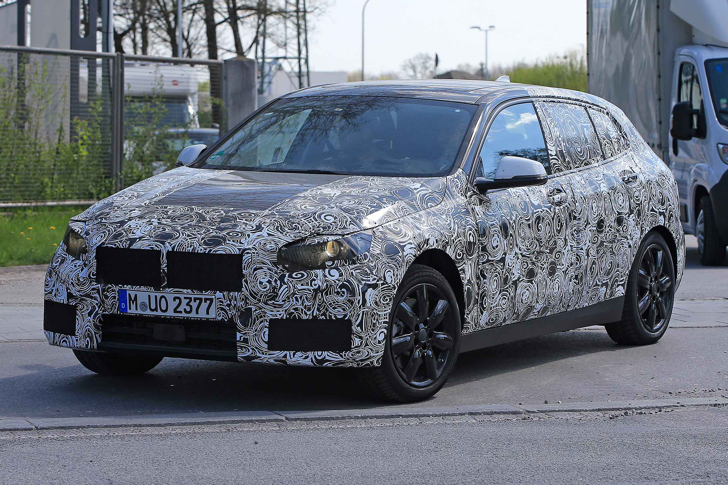 2019 BMW 1 Series spy shot front quarter