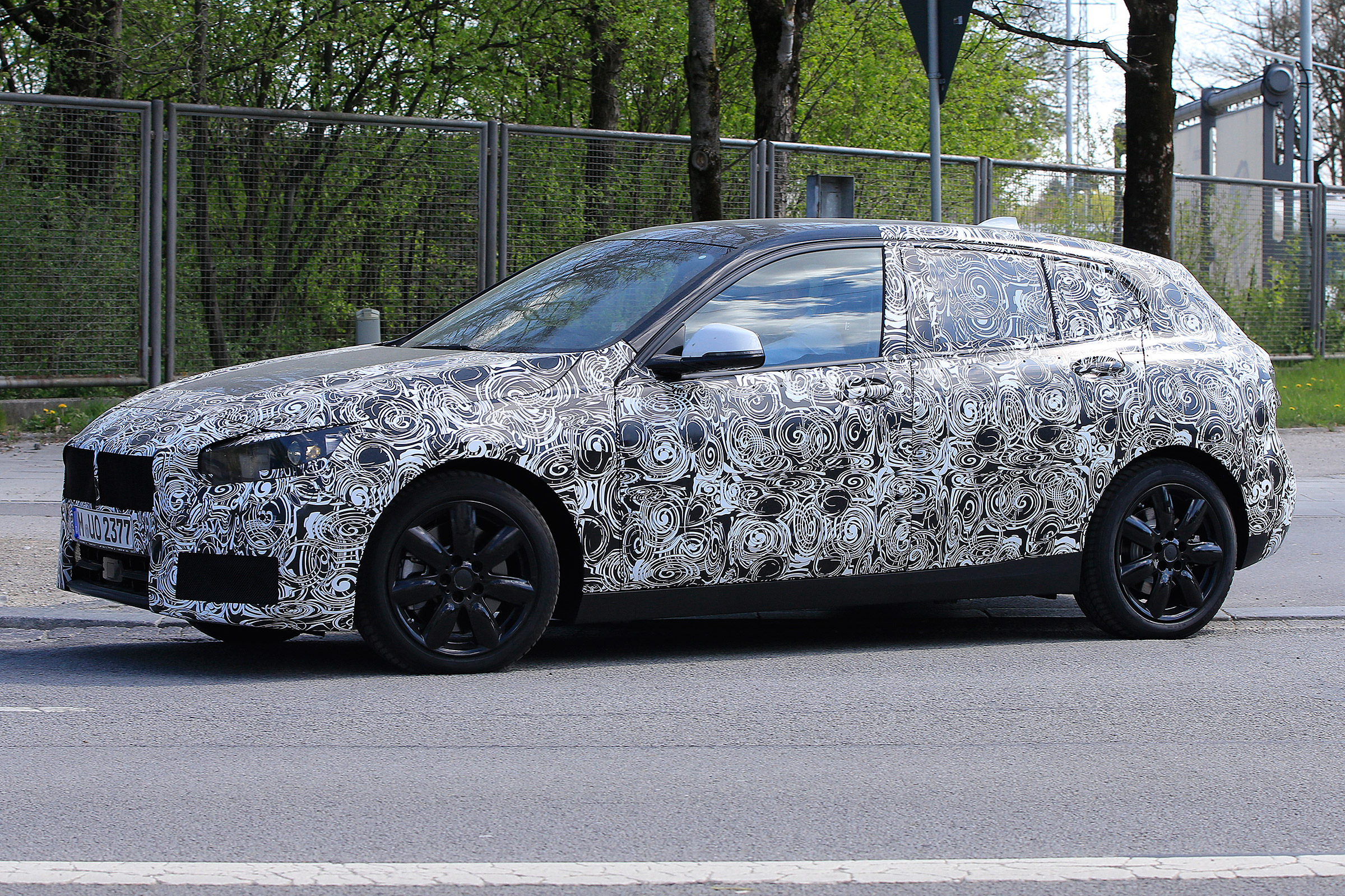 2019 BMW 1 Series spy shot front quarter