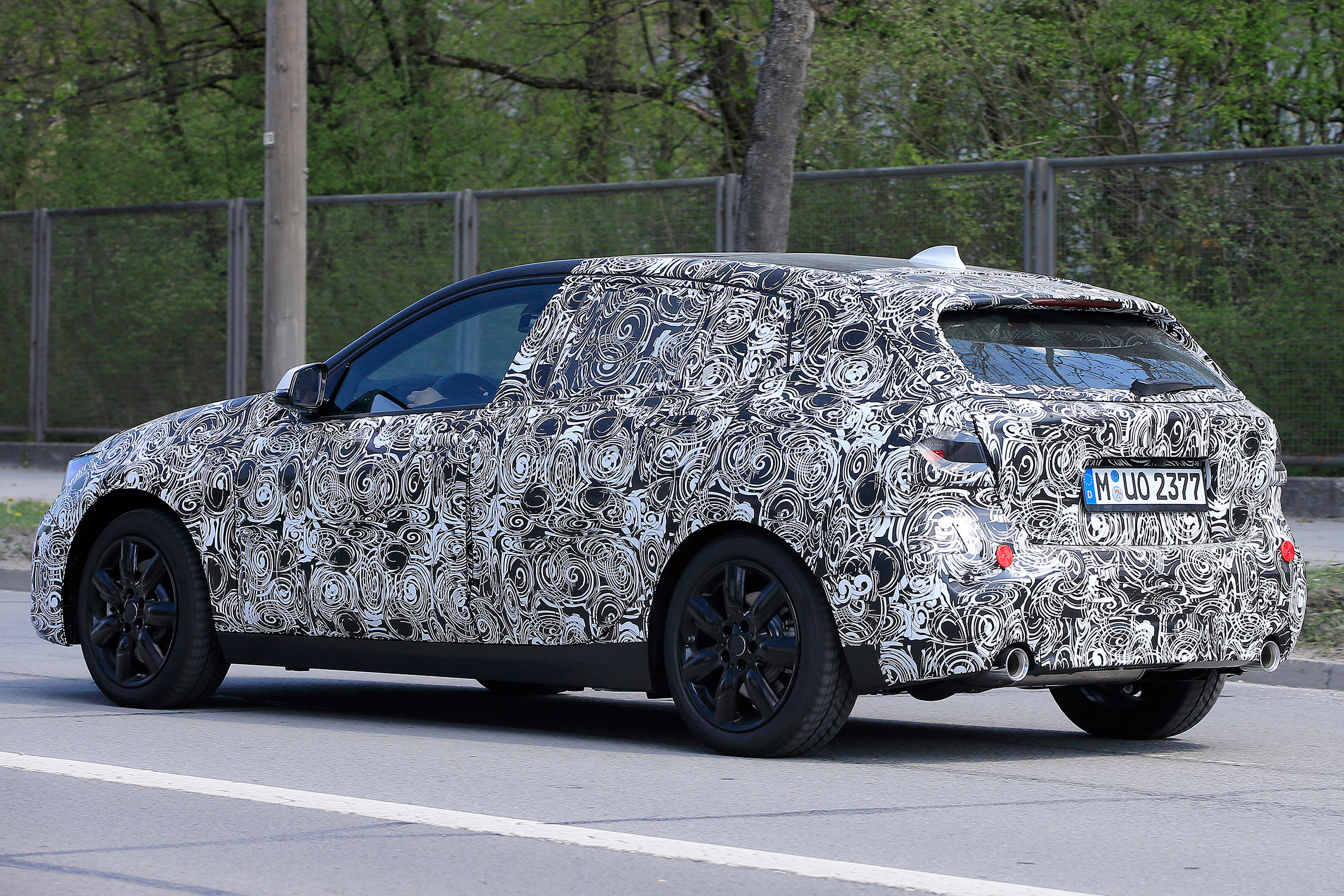 2019 BMW 1 Series spy shot rear quarter